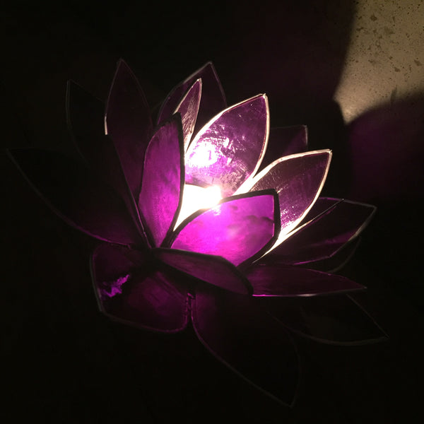 Lotus-Teelichthalter aus Muschel